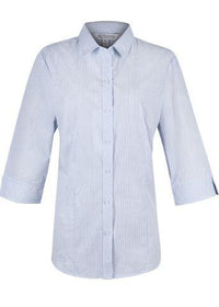 Aussie Pacific Corporate Wear White/Sky / 4 AUSSIE PACIFIC ladies Bayview 3/4 sleeve shirt 2906T