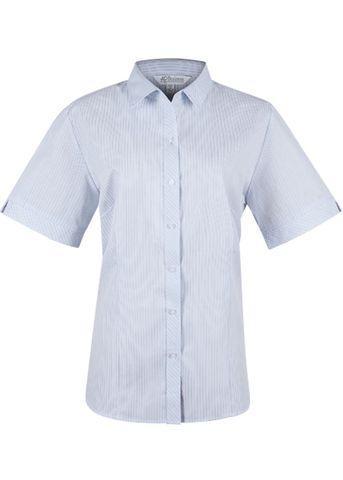 Aussie Pacific Corporate Wear White/Sky / 4 AUSSIE PACIFIC ladies Bayview short sleeve shirt 2906S