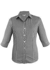 Aussie Pacific Corporate Wear Black/White / 4 AUSSIE PACIFIC ladies Brighton 3/4 sleev shirt 2909T