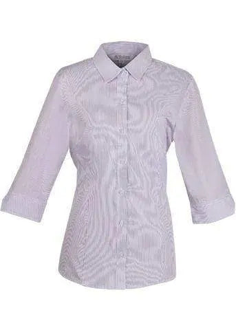 Aussie Pacific Corporate Wear White/Purple / 4 AUSSIE PACIFIC LADIES HENLEY 3/4 SLEEVE 2900T