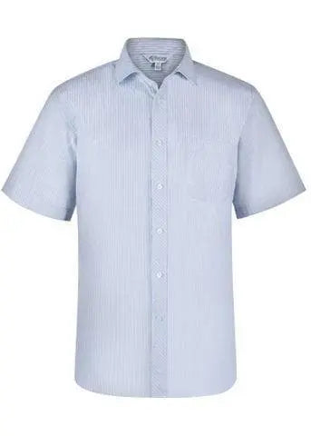 Aussie Pacific Corporate Wear White/Sky / XXS AUSSIE PACIFIC MENS BAYVIEW SHORT SLEEVE 1906S