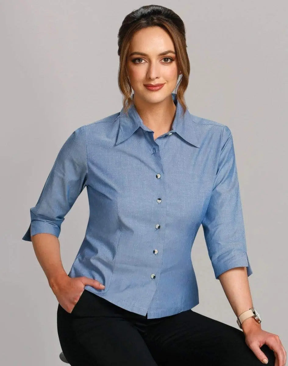 Benchmark Corporate Wear BENCHMARK Ladies' Chambray 3/4 Sleeve BS04