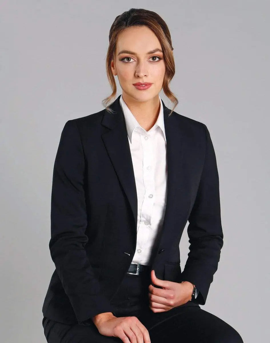 Benchmark Corporate Wear BENCHMARK Ladies’ Wool Blend Stretch One Button Cropped Jacket M9201