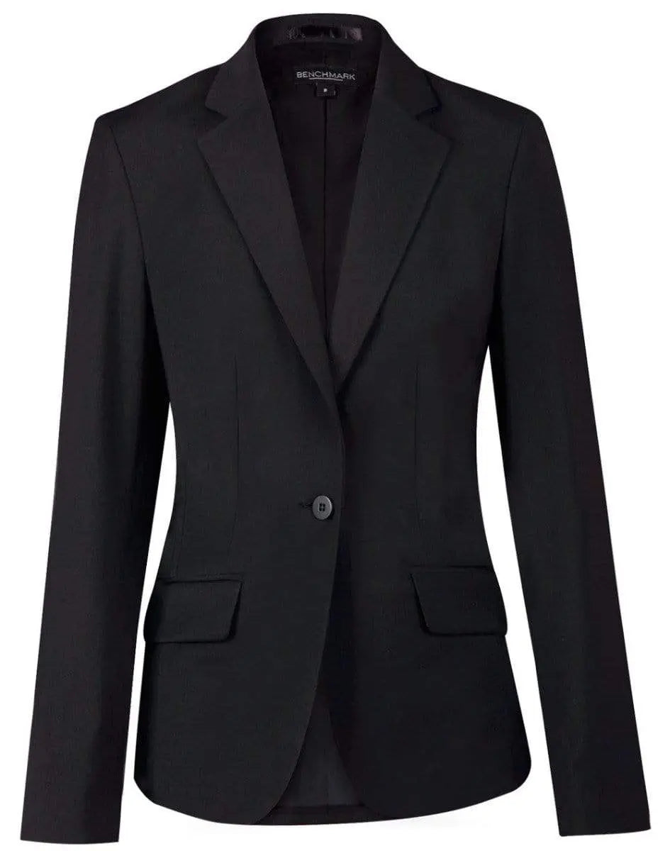 Benchmark Corporate Wear Charcoal / 6 BENCHMARK Ladies’ Wool Blend Stretch One Button Cropped Jacket M9201
