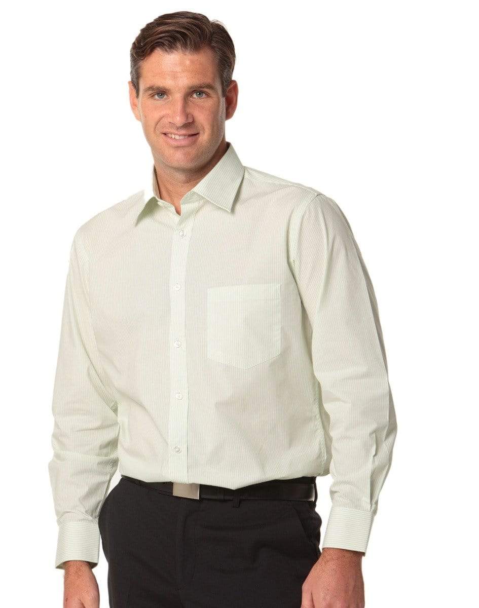 Benchmark Corporate Wear Mint/White / 38 BENCHMARK Men's Balance Stripe Long Sleeve Shirt M7232