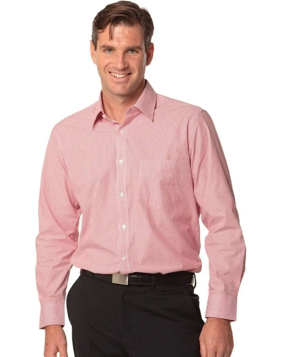 Benchmark Corporate Wear Red/White / 38 BENCHMARK Men's Balance Stripe Long Sleeve Shirt M7232