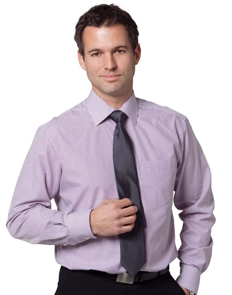 Benchmark Corporate Wear Violet/White / 38 BENCHMARK Men's Balance Stripe Long Sleeve Shirt M7232
