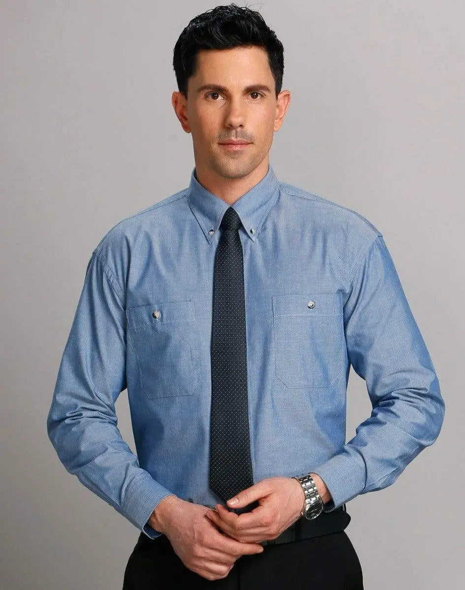 Benchmark Corporate Wear BENCHMARK Men's Chambray Long Sleeve BS03L