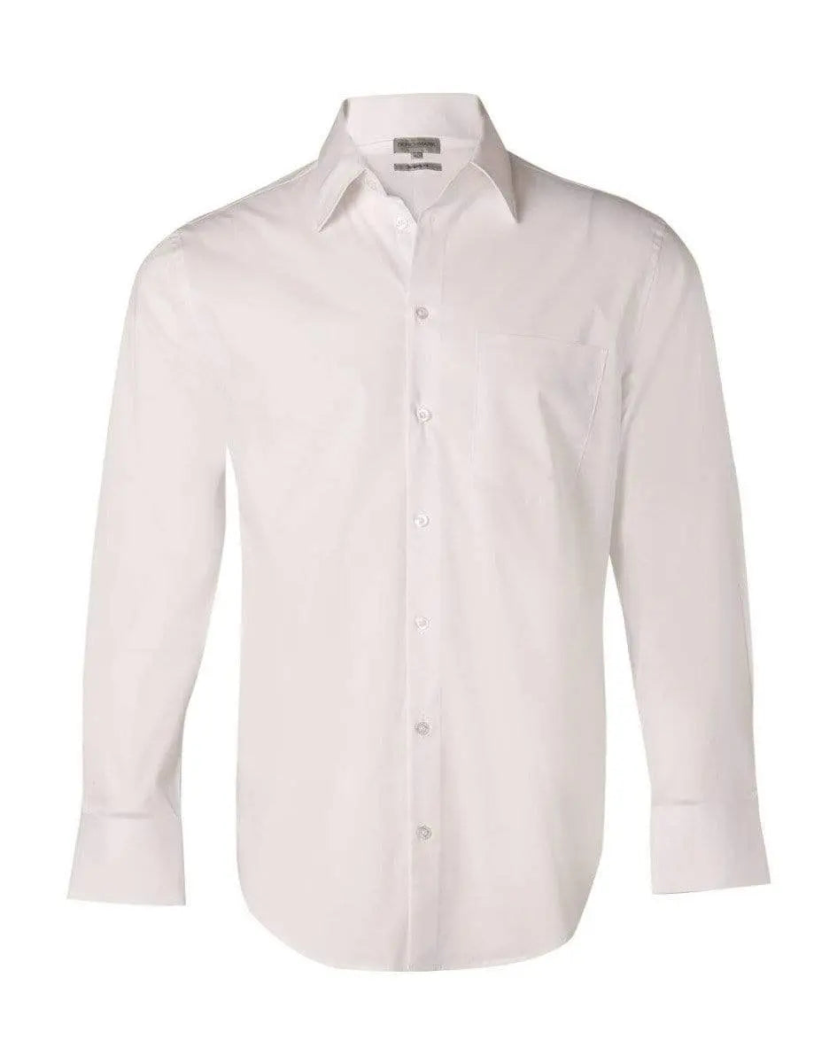 Benchmark Corporate Wear White / 42 BENCHMARK Men's Cotton/Poly Stretch Long Sheeve Shirt M7020L