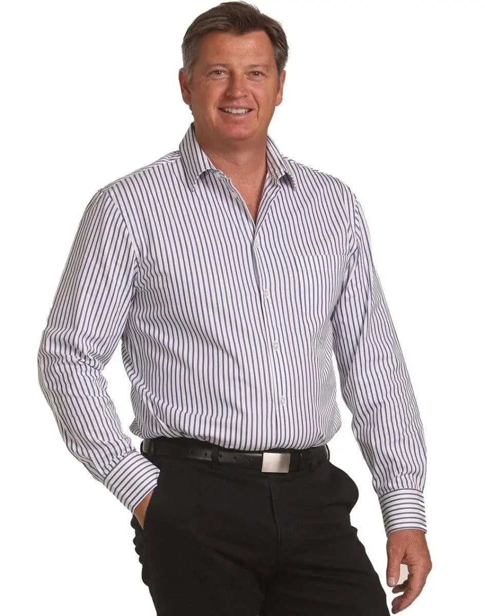 Benchmark Corporate Wear BENCHMARK Men's Executive Sateen Stripe Long Sleeve Shirt M7310L