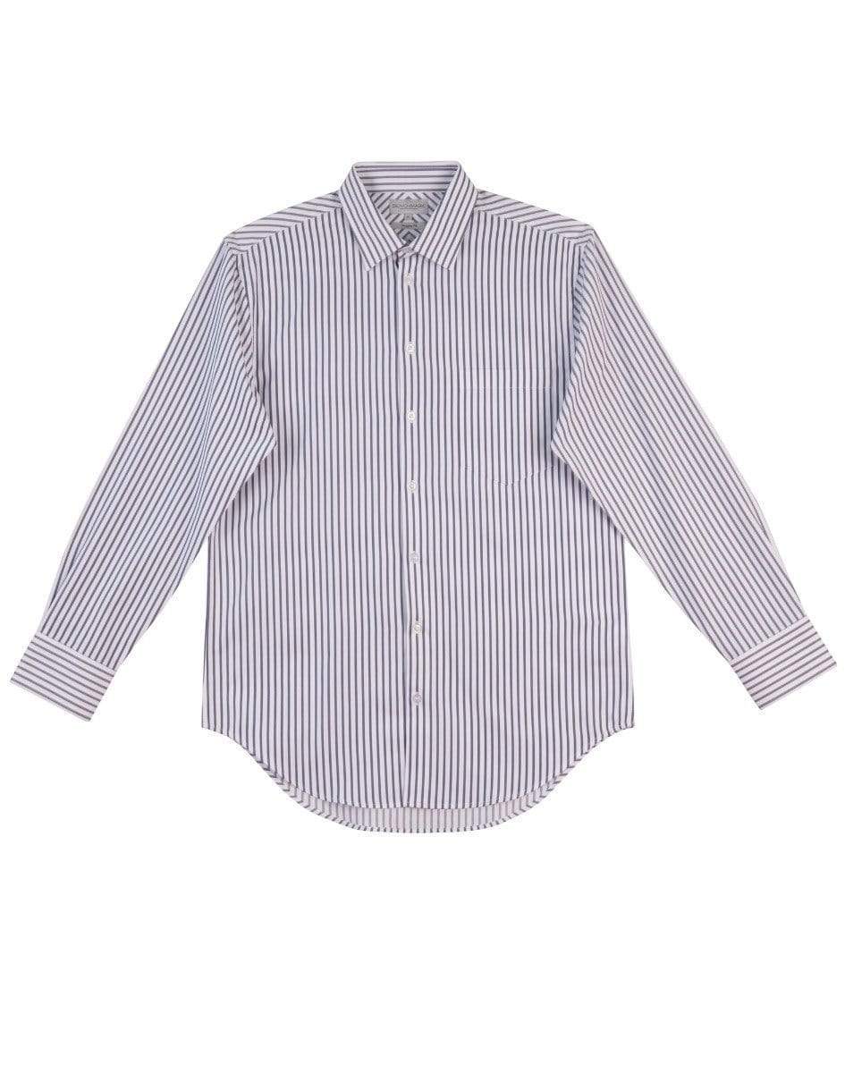 Benchmark Corporate Wear White/Grey / 38 BENCHMARK Men's Executive Sateen Stripe Long Sleeve Shirt M7310L