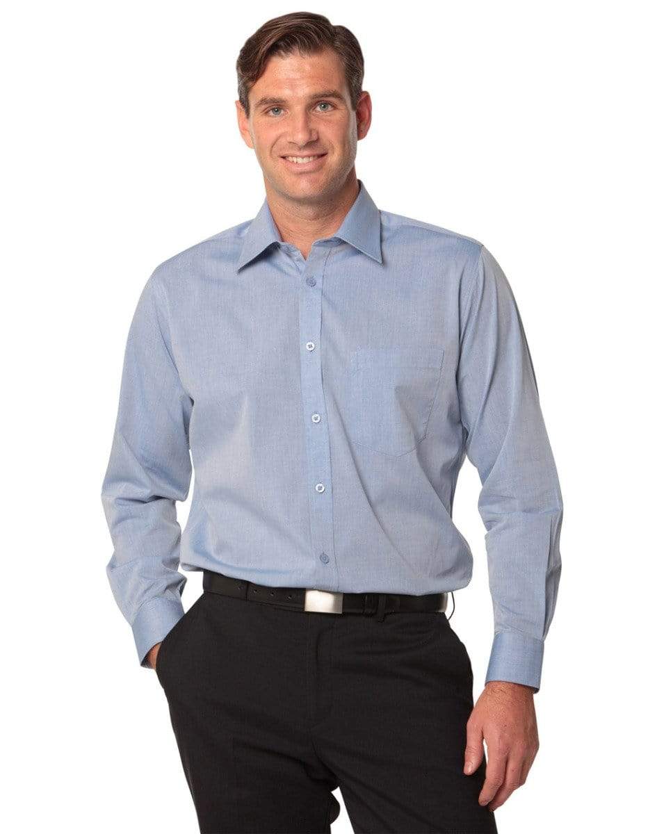 Benchmark Corporate Wear BENCHMARK Men's Fine Chambray Long Sleeve Shirt M7012
