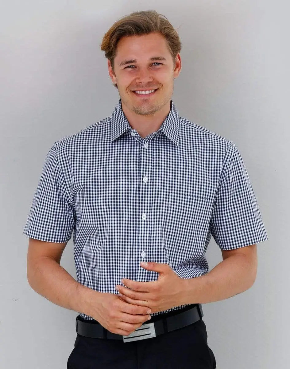 Benchmark Corporate Wear BENCHMARK Men’s Gingham Check Short Sleeve Shirt M7300S