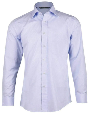 Benchmark Corporate Wear Pale Blue / 40 BENCHMARK Men’s Mini Check Premium cotton long sleeve shirt M7362