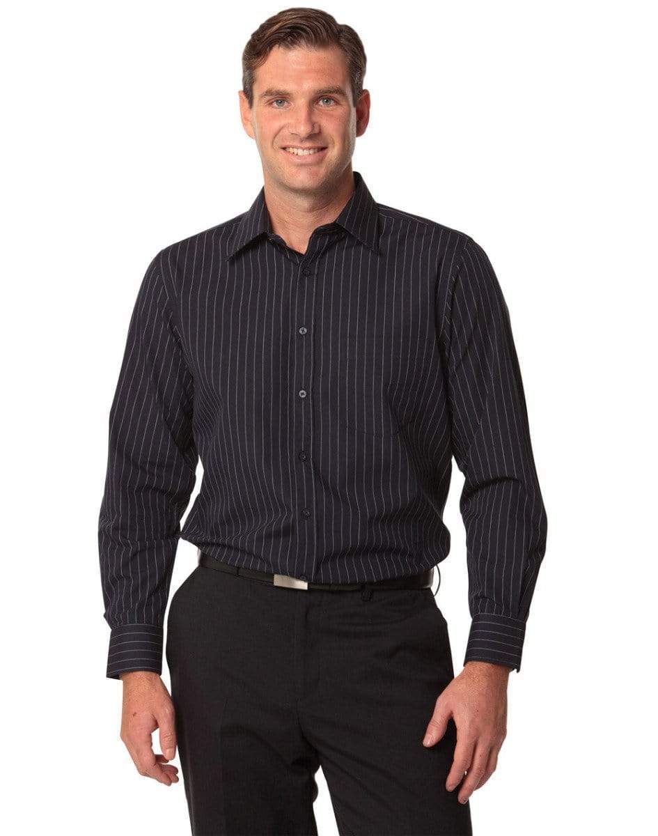 Benchmark Corporate Wear BENCHMARK Men's Pin Stripe Long Sleeve Shirt M7222