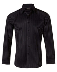 Benchmark Corporate Wear Navy/White / 38 BENCHMARK Men's Pin Stripe Long Sleeve Shirt M7222