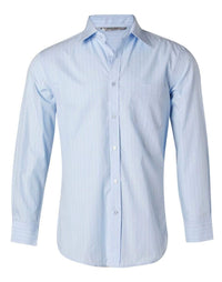 Benchmark Corporate Wear Blue Chambray/White / 38 BENCHMARK Men's Pin Stripe Long Sleeve Shirt M7222