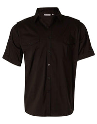 Benchmark Corporate Wear Black / S BENCHMARK Men's Short Sleeve Military Shirt M7911