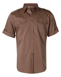 Benchmark Corporate Wear Khaki / S BENCHMARK Men's Short Sleeve Military Shirt M7911