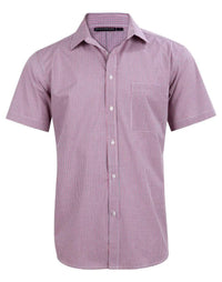Benchmark Corporate Wear Black/White/Red / XS BENCHMARK Men’s Two Tone Mini Gingham Short Sleeve Shirt M7340S