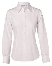 Benchmark Corporate Wear White / 6 BENCHMARK Women's Cotton/Poly Stretch Long Sleeve Shirt M8020L