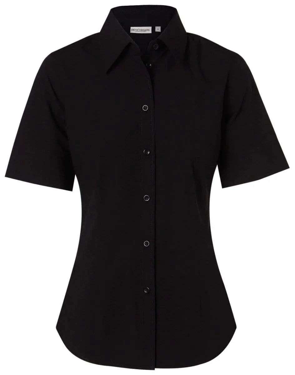 Benchmark Corporate Wear Black / 6 BENCHMARK Women's Cotton/Poly Stretch Sleeve Shirt M8020S