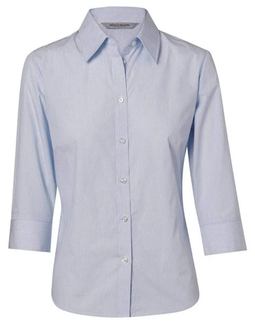 Benchmark Corporate Wear Pale Blue / 6 BENCHMARK Women's Fine Stripe 3/4 Sleeve Shirt M8213
