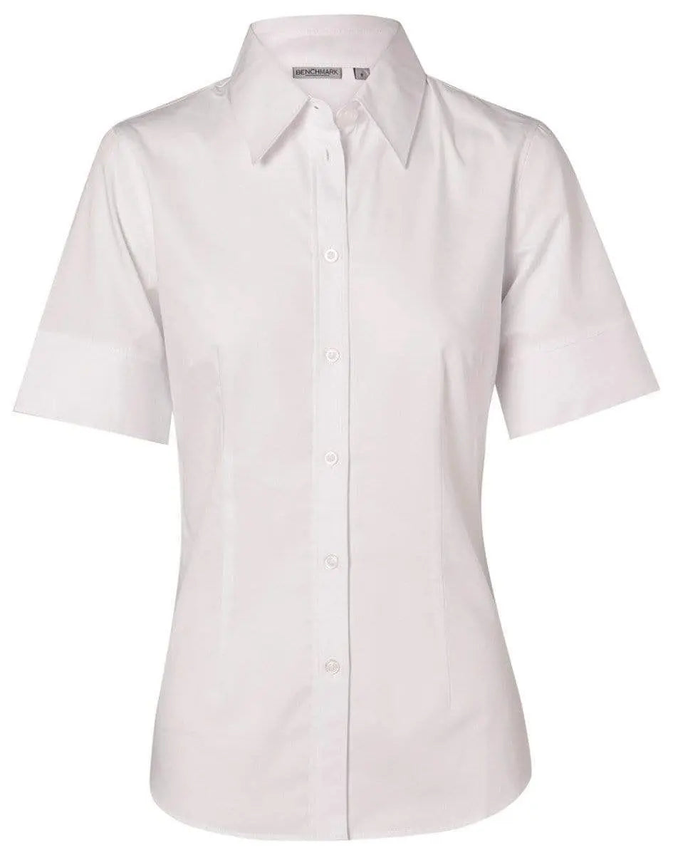 Benchmark Corporate Wear White / 6 BENCHMARK Women's Fine Twill Short Sleeve Shirt  M8030S