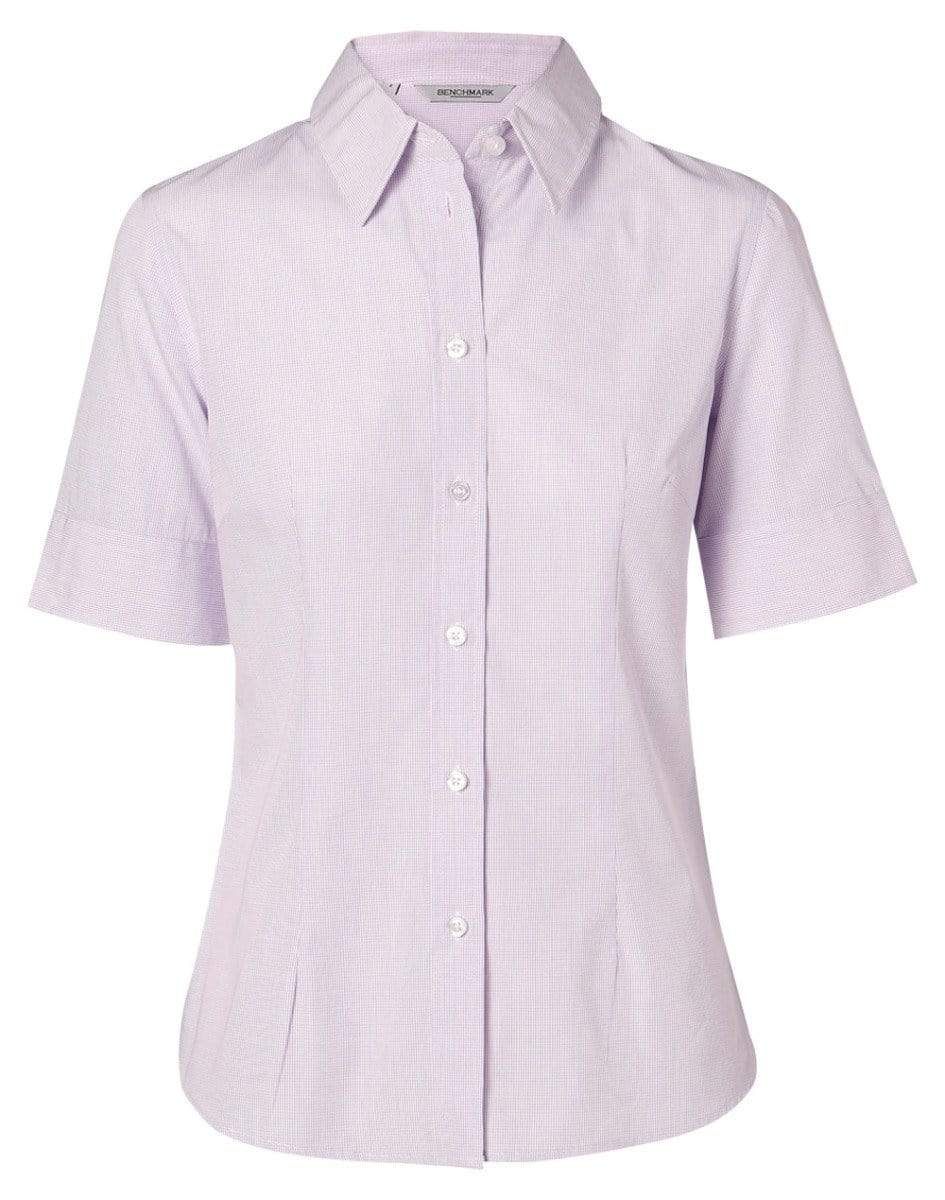 Benchmark Corporate Wear Lilac / 6 BENCHMARK Women's Mini Check Short Sleeve Shirt M8360S