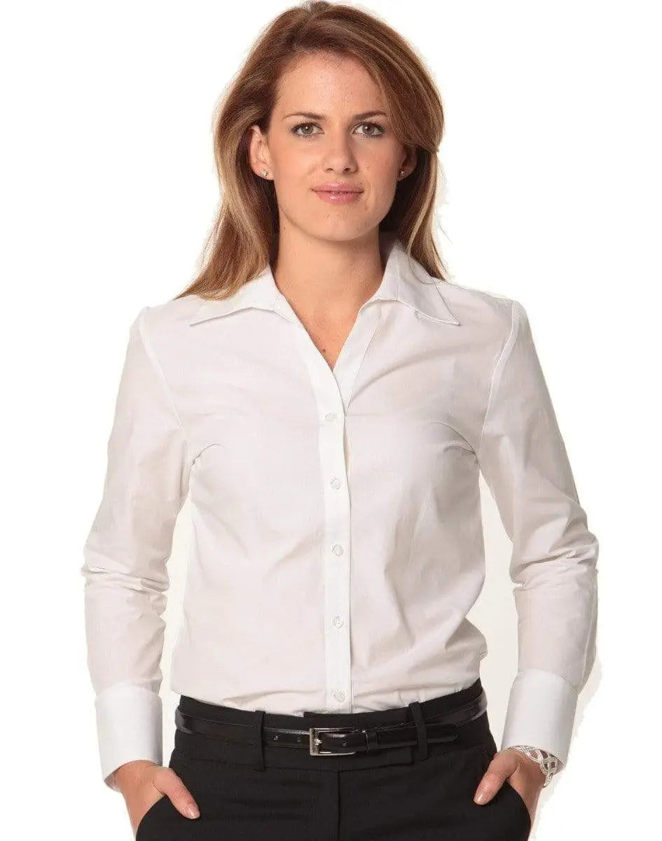 Benchmark Corporate Wear White / 6 BENCHMARK Women's Nano ™ Tech Long Sleeve Shirt M8002