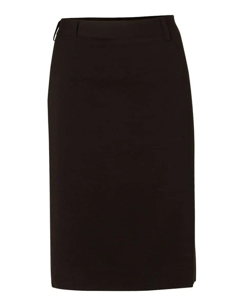 Benchmark Corporate Wear Black / 6 BENCHMARK Women's Poly/Viscose Stretch Mid Length Lined Pencil Skirt M9471