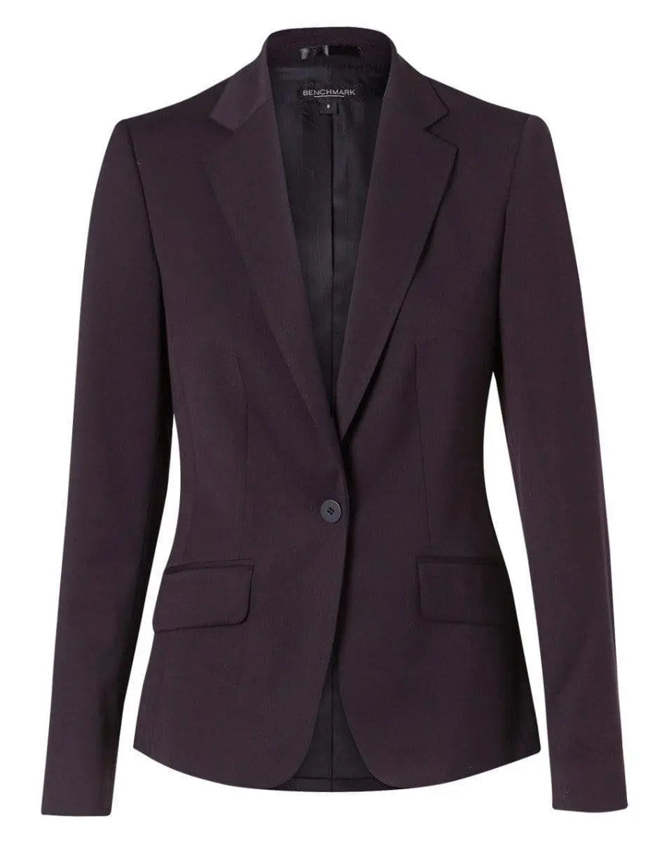 Benchmark Corporate Wear Navy / 6 BENCHMARK Women's Poly/Viscose Stretch One Button Cropped Jacket M9205