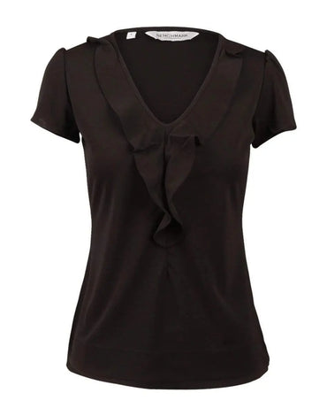 Benchmark Corporate Wear Black / 6 BENCHMARK Women's Ruffle Front Blouse M8820