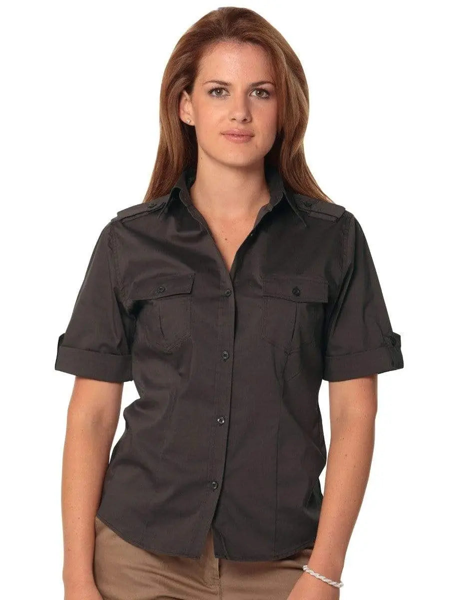 Benchmark Corporate Wear Mocha / 6 BENCHMARK Women's Short Sleeve Military Shirt M8911