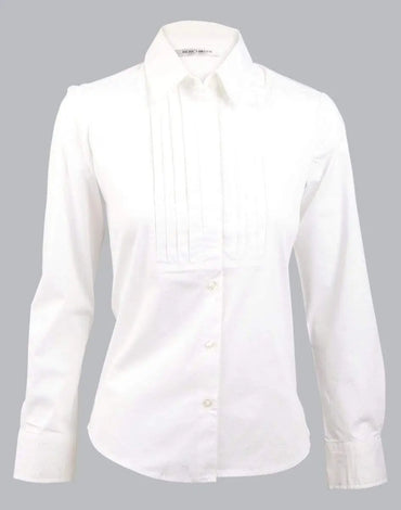 Benchmark Corporate Wear White / 6 BENCHMARK Women's Stretch Tuck Front Long Sleeve Shirt M819