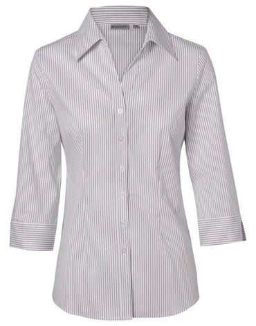BENCHMARK Women's Ticking Stripe 3/4 Sleeve Shirt M8200Q