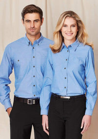 Biz Collection Corporate Wear Biz Collection Men’s Wrinkle Free Chambray Long Sleeve Shirt Sh112