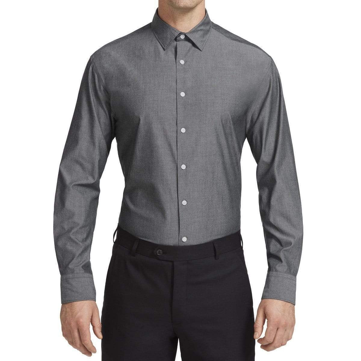 NNT Corporate Wear Black/White / 37 NNT Chambray Long Sleeve Shirt CATJ2W