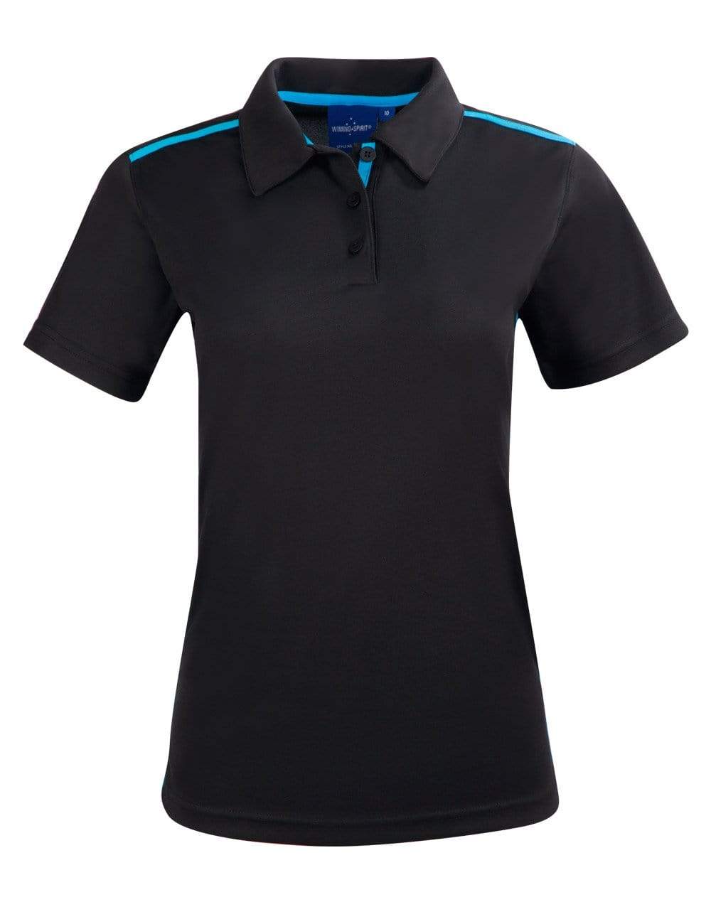 Winning Spirit Casual Wear Black/Cyan / 6 Winning Spirit PS84 STATEN POLO SHIRT Ladies