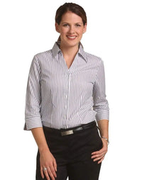 Women's Executive Sateen Stripe 3/4 Sleeve Shirt M8310 - Simply Scrubs Australia