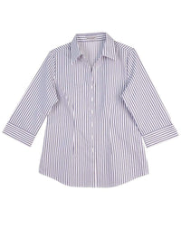 Women's Executive Sateen Stripe 3/4 Sleeve Shirt M8310 - Simply Scrubs Australia